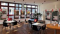 Ausstellung zum Humanitären Völkerrecht und den Genfer Konventionen.